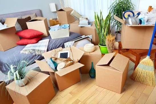 A home fully packed and ready for relocation