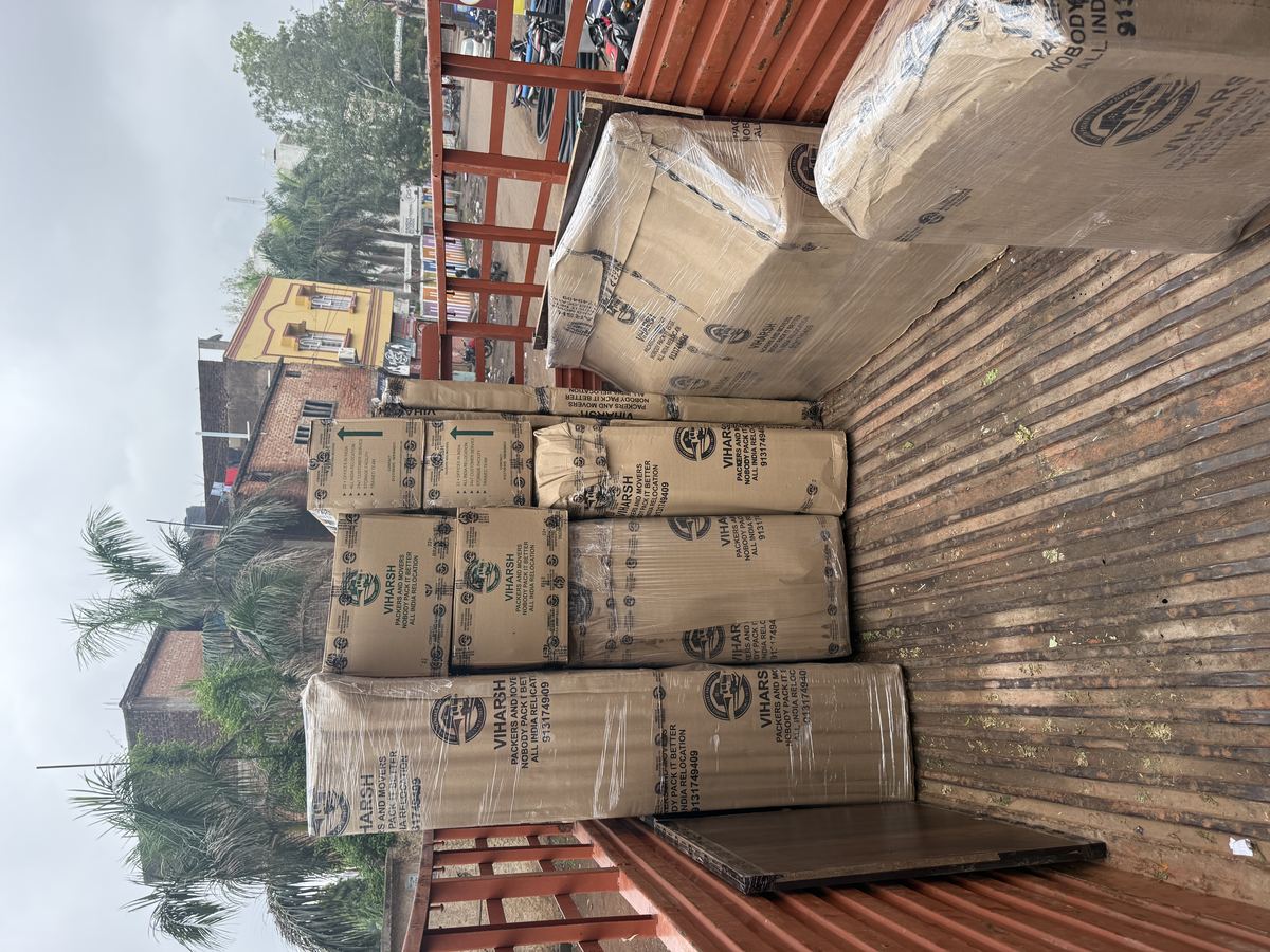 Branded boxes loaded for an office relocation